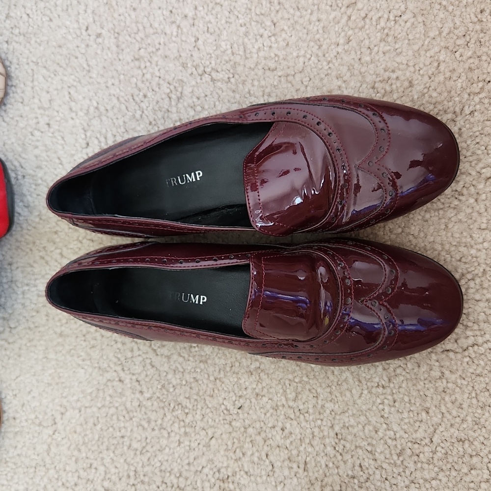 Burgundy patent loafers